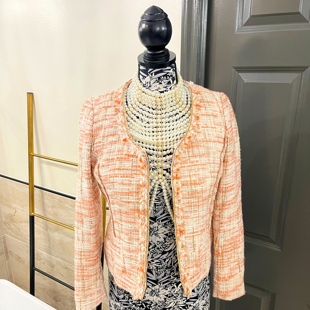 Cynthia Rowley Coral Tweed Jacket Medium